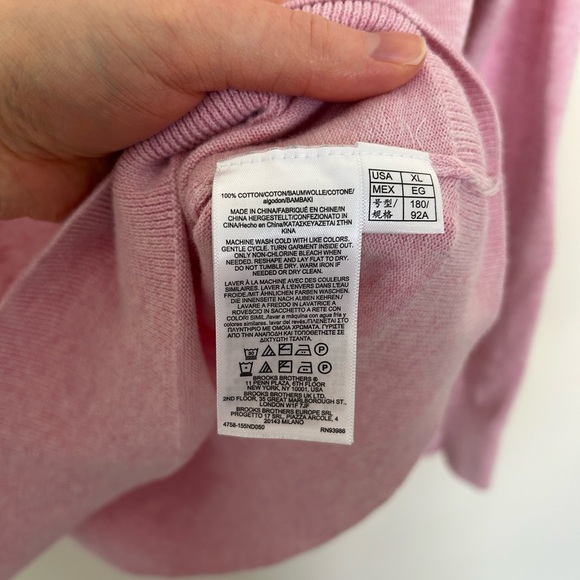 Brooks Brothers 100% Cotton Pink Sweater with Removable White Collar Size XL - Picture 3 of 7